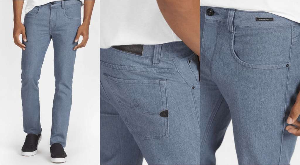 foco na calça jeans azul claro