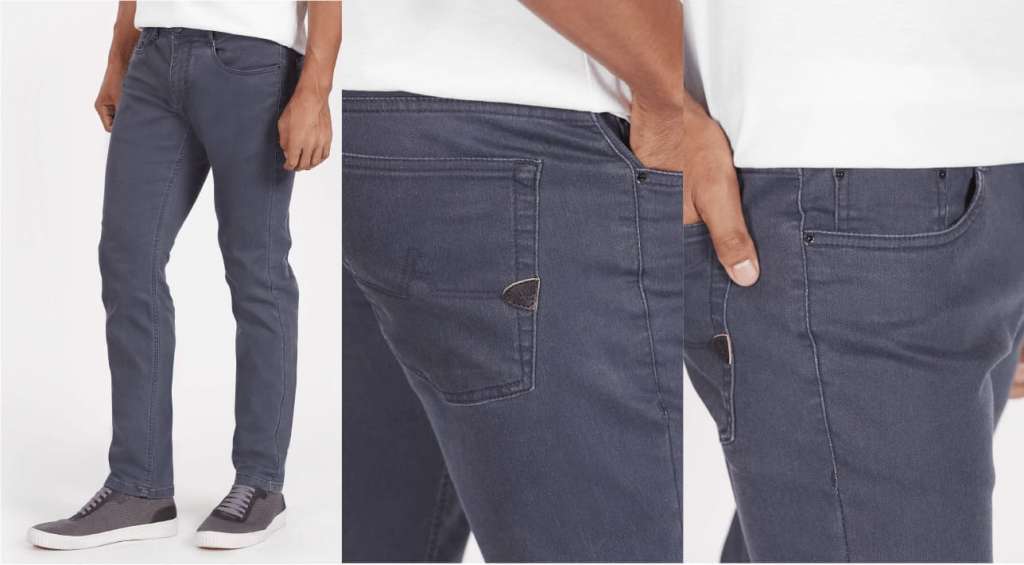 foco na calça jeans azul