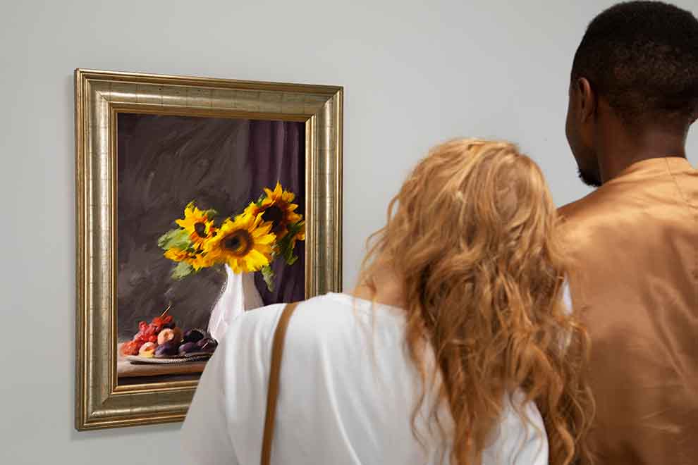 galeria de arte contemporanea Visita a exposição de quadros com girassóis